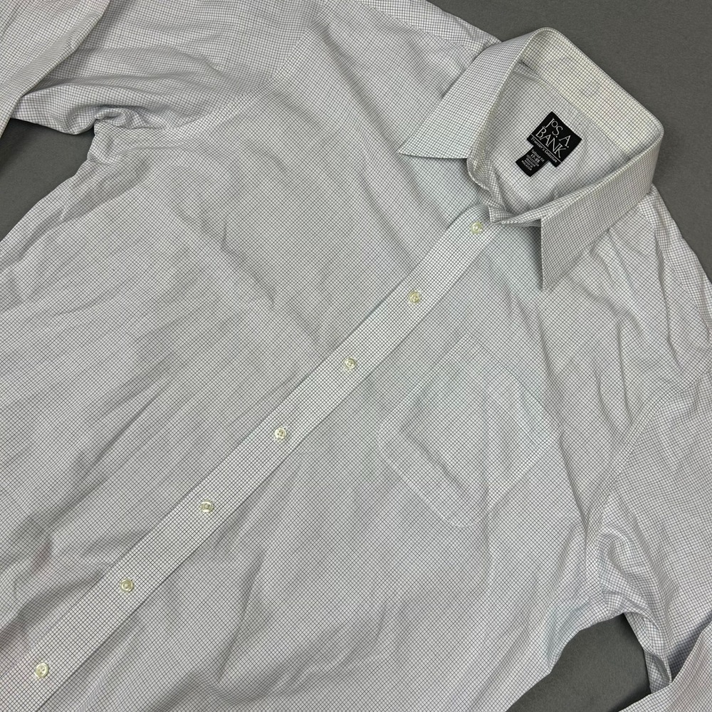 Jos. A. Bank Button Down Traveler Tailored Fit Mens 17-35 White Blue